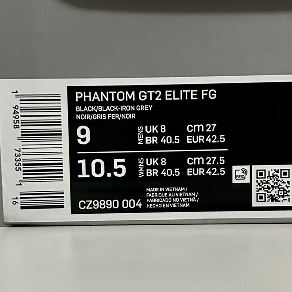 Nike Phantom GT2 Elite FG “Black Iron Grey” Men’s Size 9 Blue Soccer Cleats